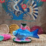 Candle holder vintage fish art from Mexico