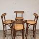 Set of 4 wooden French bar stools, 1980s