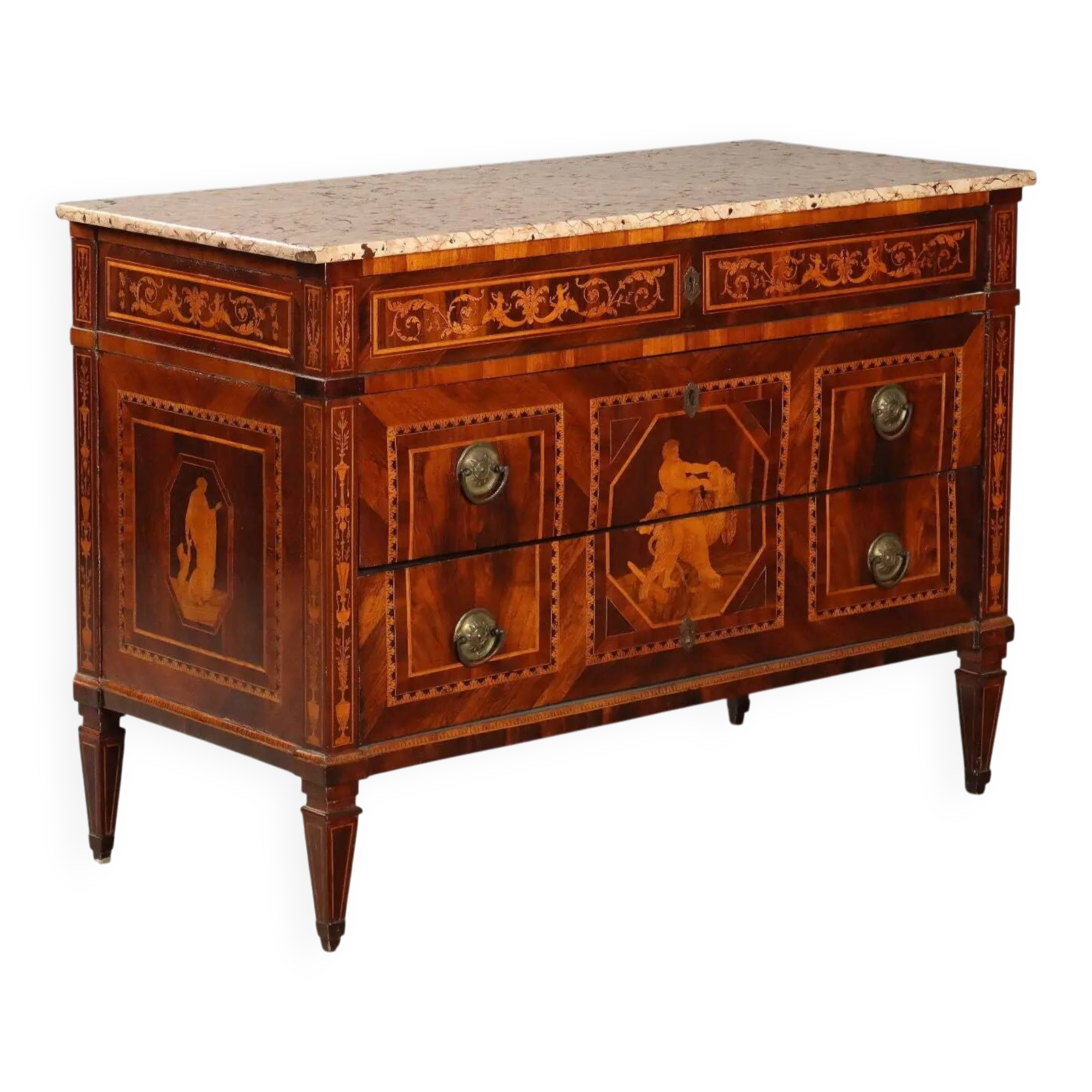Antique neoclassical commode with 3 drawers, Italy, 18th century.
