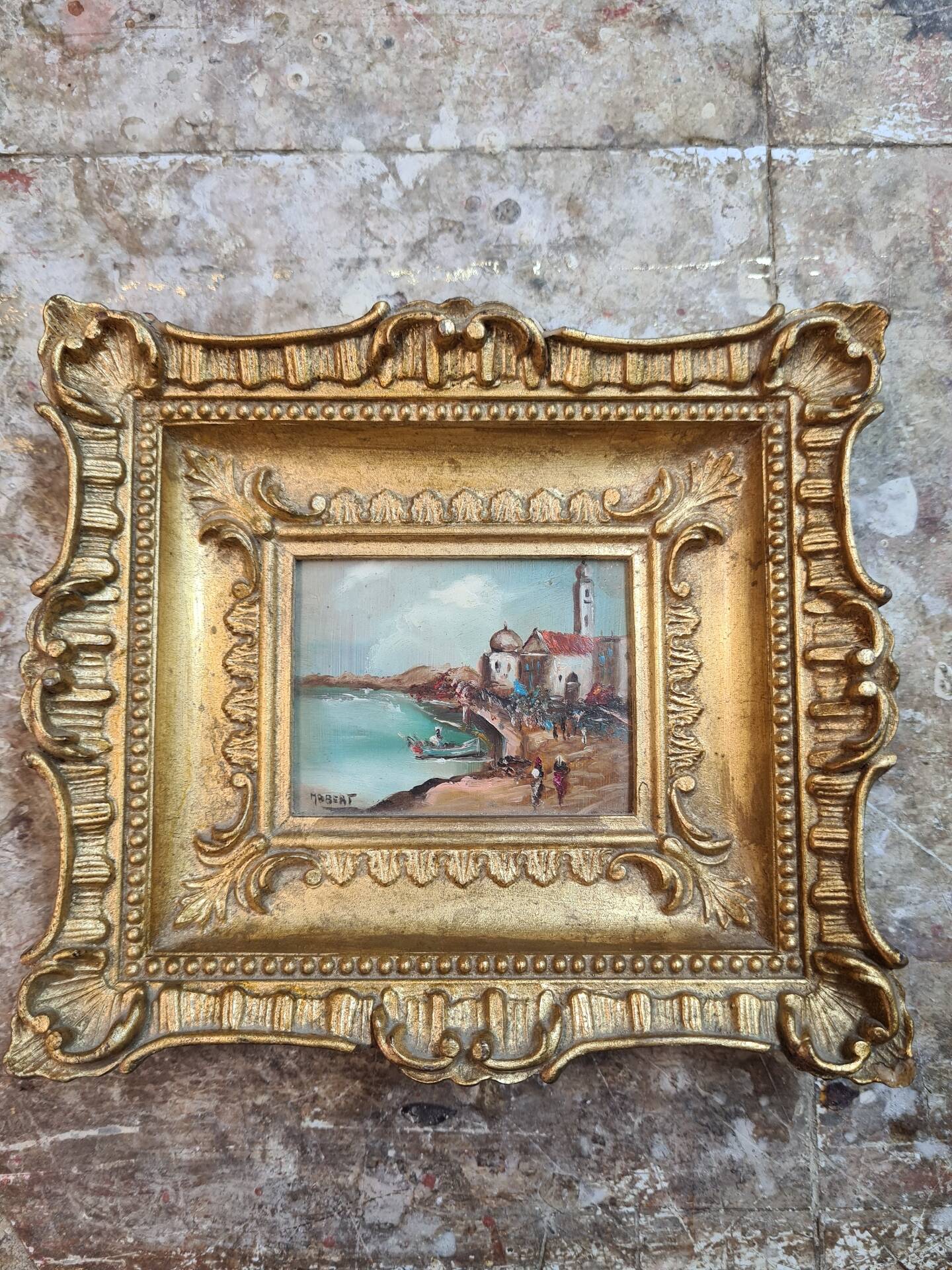 Cadre ancien avec peinture orientaliste