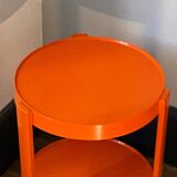Vintage / designer / orange plastic rolling trolley,