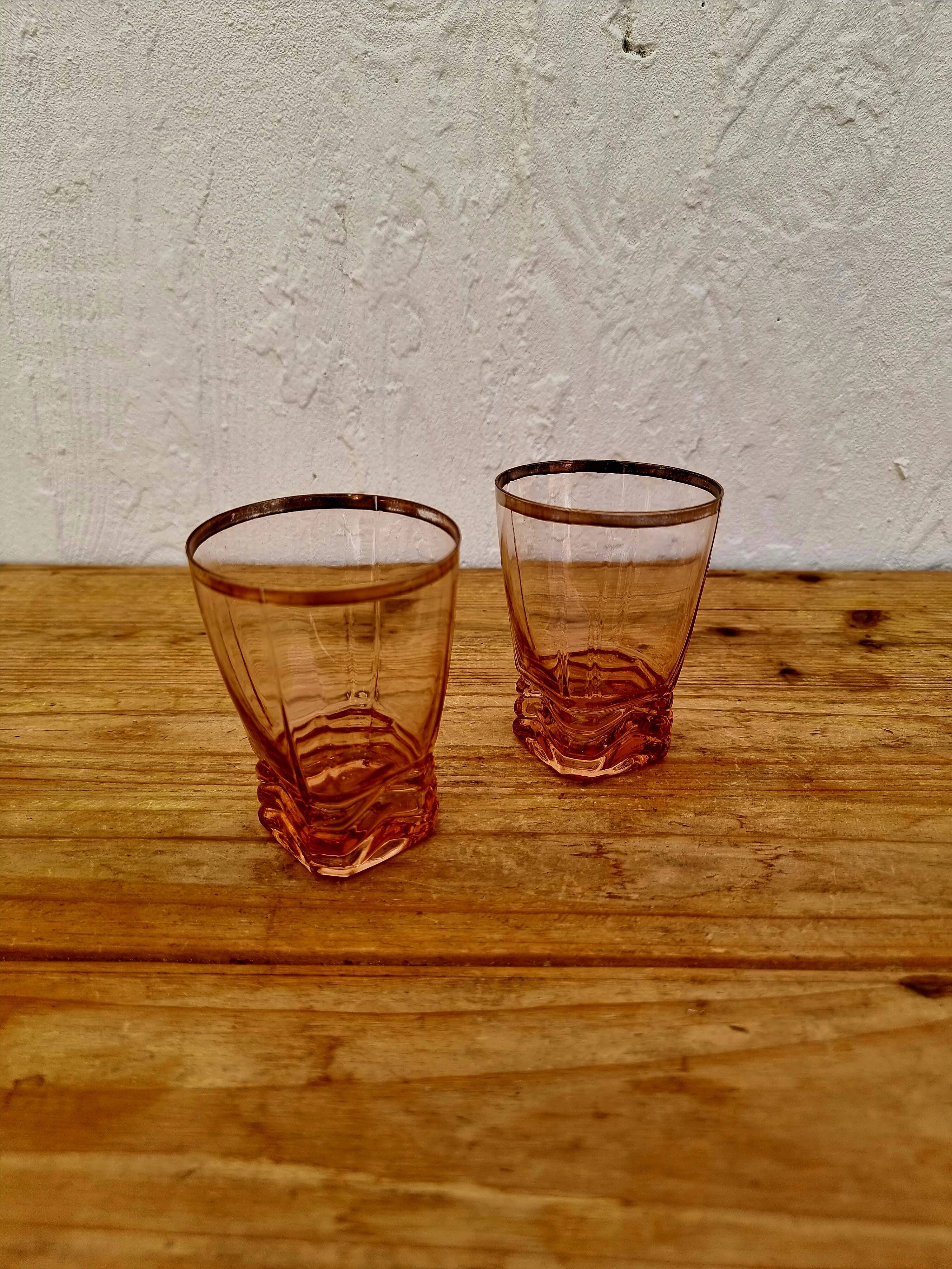 Set of 2 vintage rosaline glasses