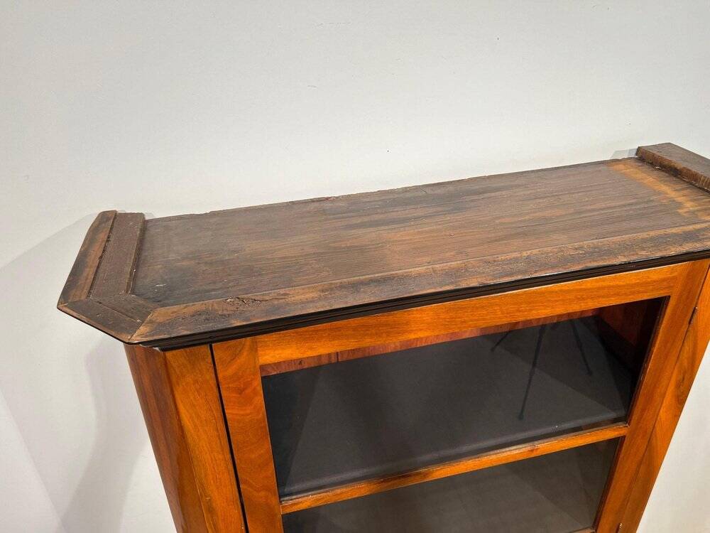 Biedermeier Bookcase in Walnut & Glass, Austria, 1825