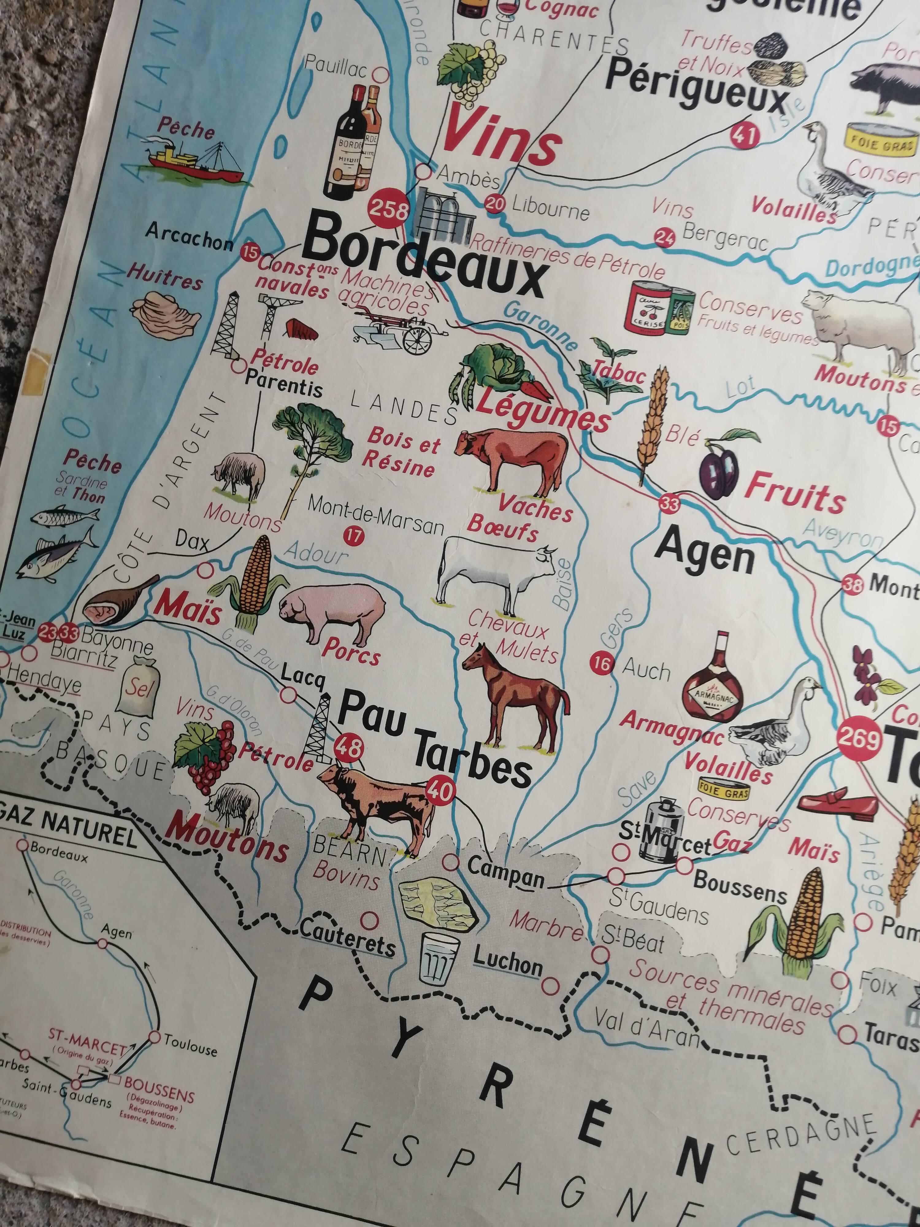 MDI Economic Map Poster - Pyrenees, Aquitaine Basin, Alps and Jura