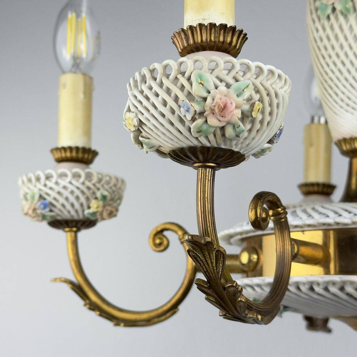 Capodimonte Art Nouveau Vintage Chandelier, 1930s