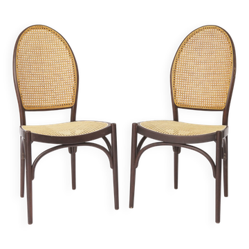 Pair of Vintage Thonet Bentwood Dining Chairs, Viennese Cane, 1960s–1970s
