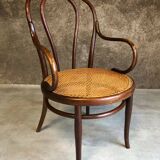 Thonet armchair in curved wood and canework, model n18