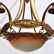 Muller frères Art Deco Chandelier - Bronze & Glass Paste - 1930s
