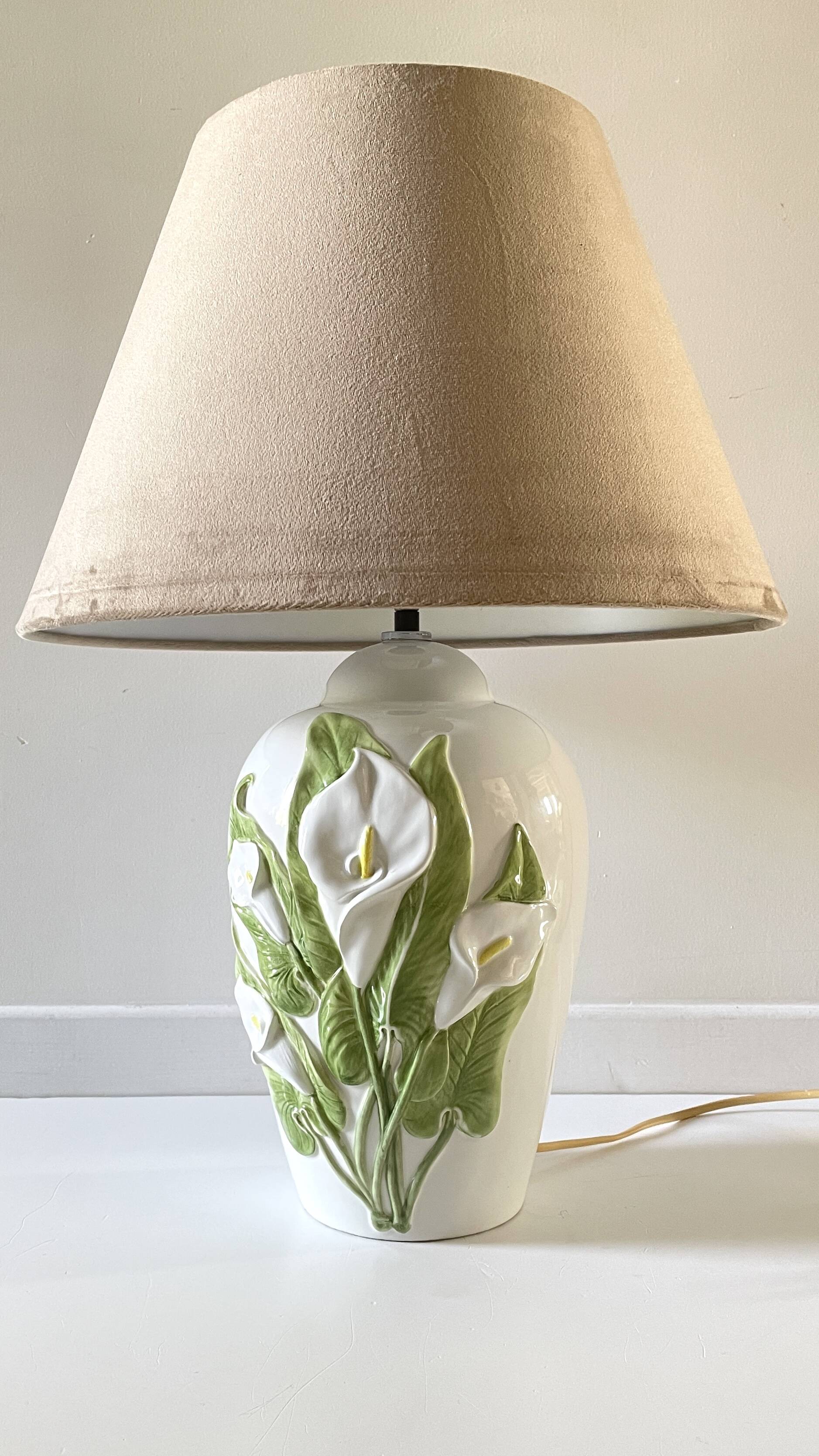 Lampe italienne fleurs d'arum vintage
