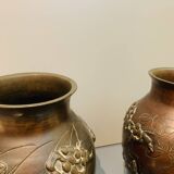 2 grand vases Japonais en bronze Dai Nihon Yoshida zō Japon Meiji 19ème siècle