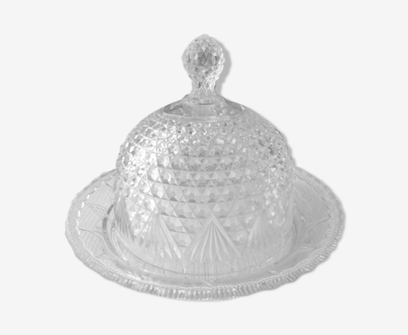 Cloche à fromage sur son plateau en verre pressé moulé Scailmont Manage