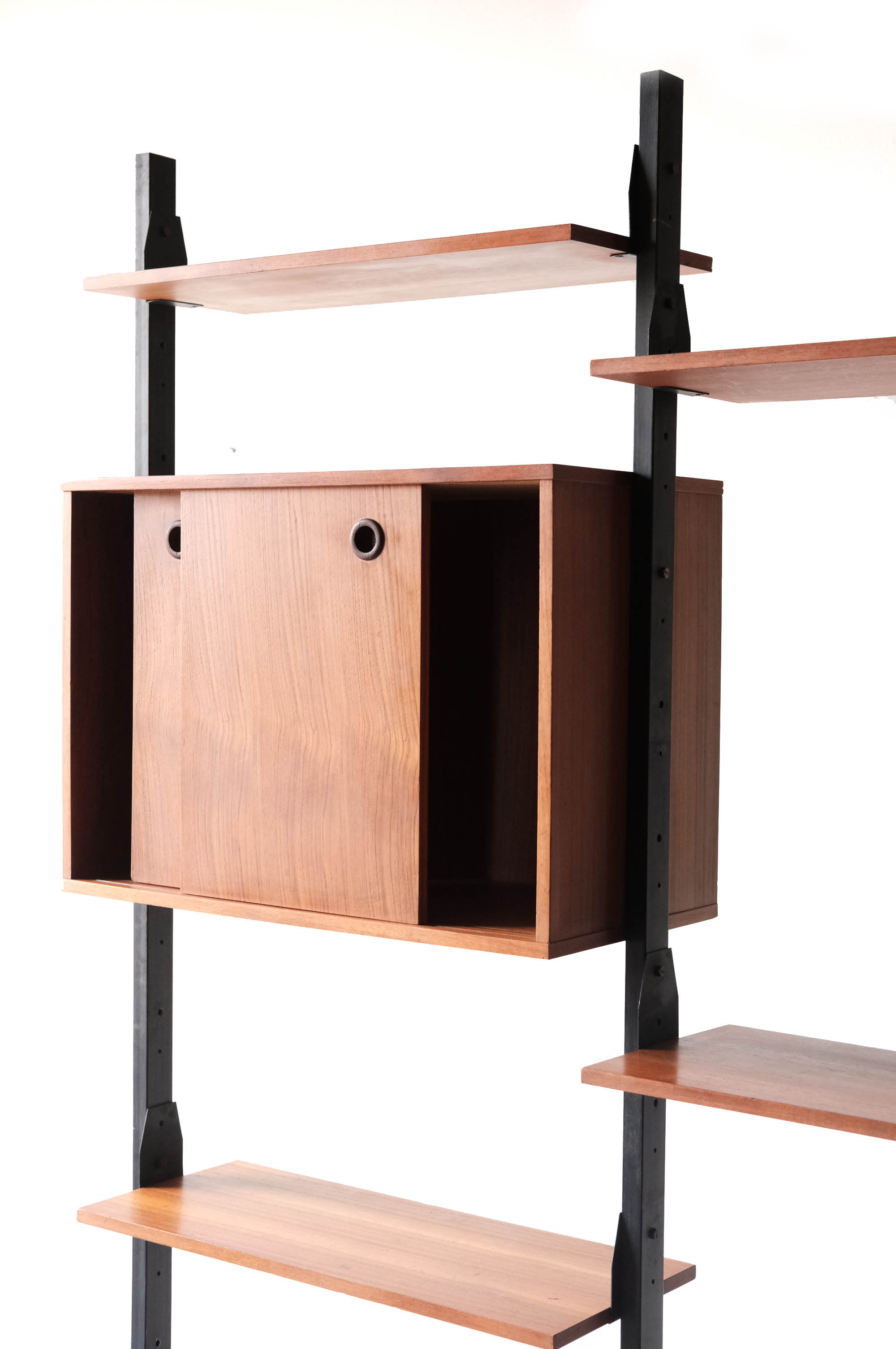 Mid-century italian teak wall unit bookshelf, 1960s