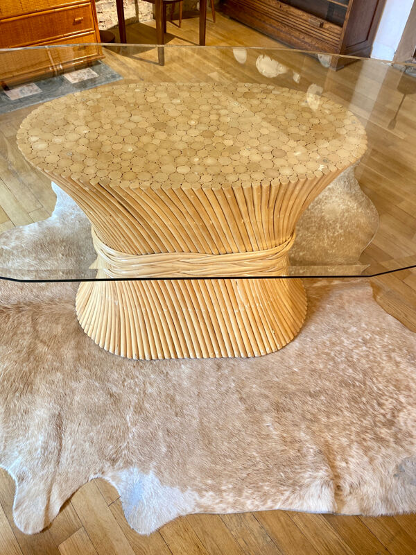 Table à manger rotin McGuire 1970