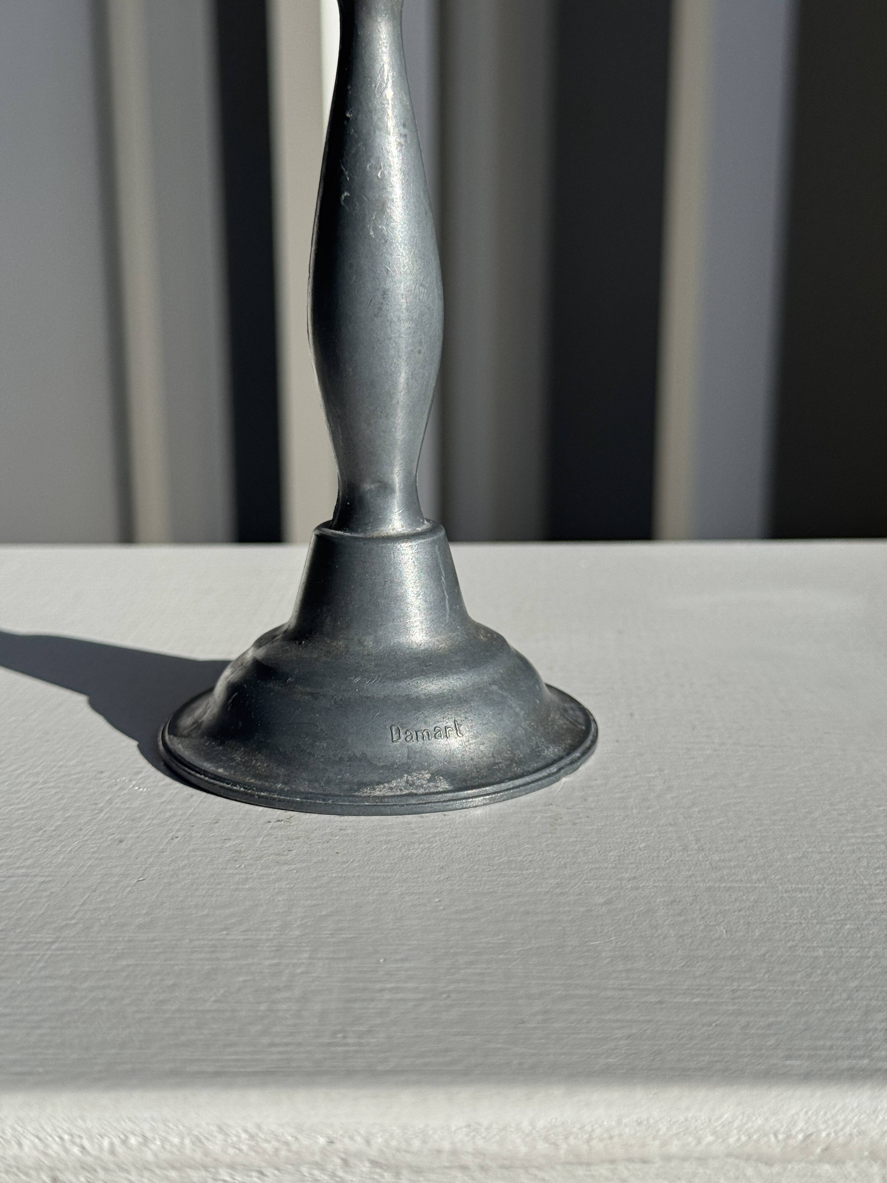 Pair of small fine candlesticks in tin H15.5