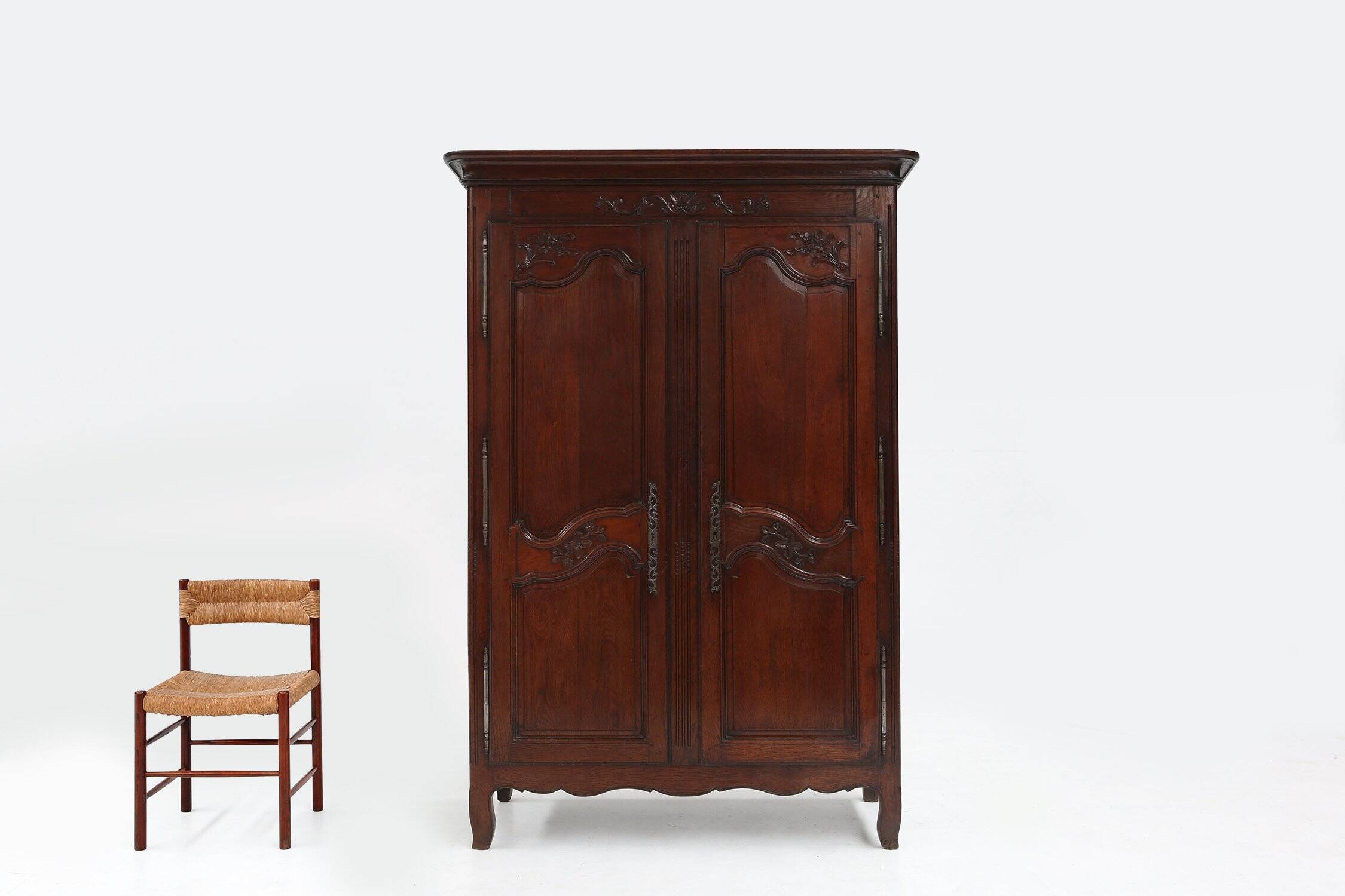 Large Louis XVI French Carved Bridal Wardrobe, ca. 1850