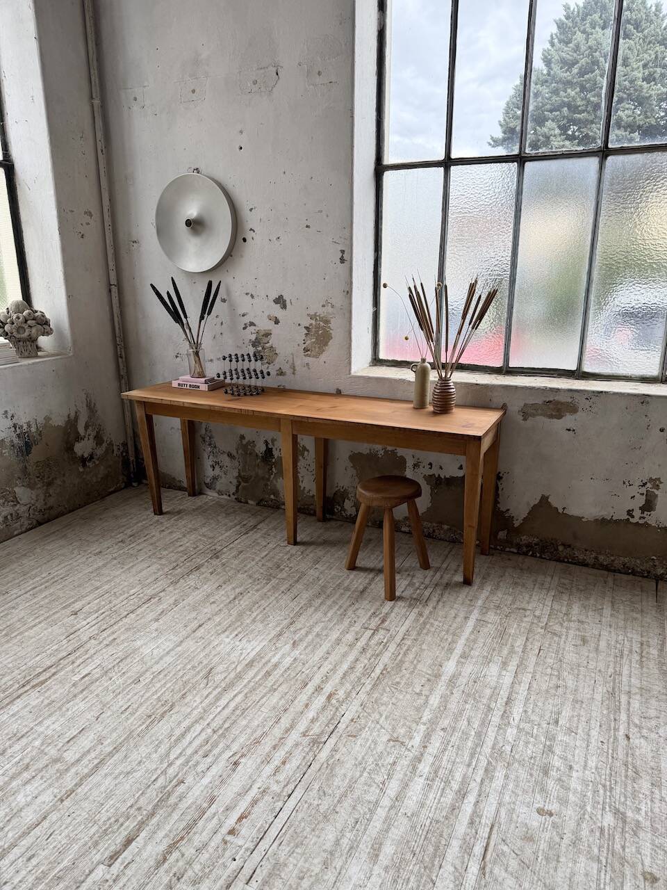 Oak and pine farmhouse console table