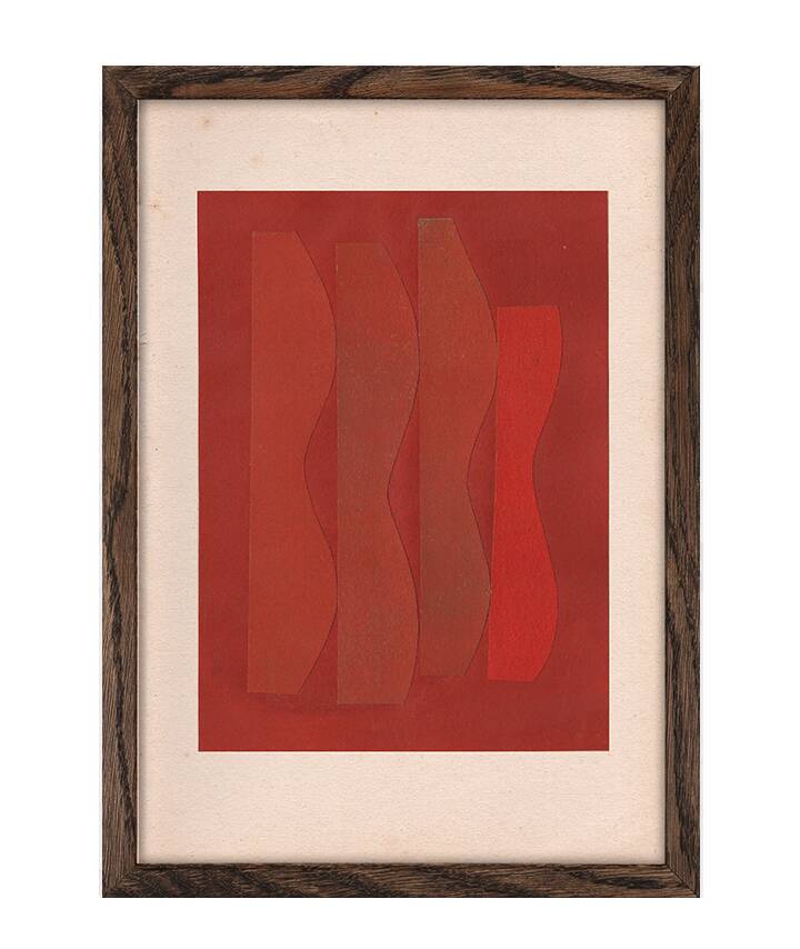 Collage on old paper - abstract art B253 signed eawy