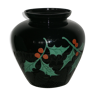 Enameled glass vase with holly leaf decoration