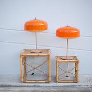 Pair of orange mushroom lamp, bedside lamp, vintage lamp, retro, seventies