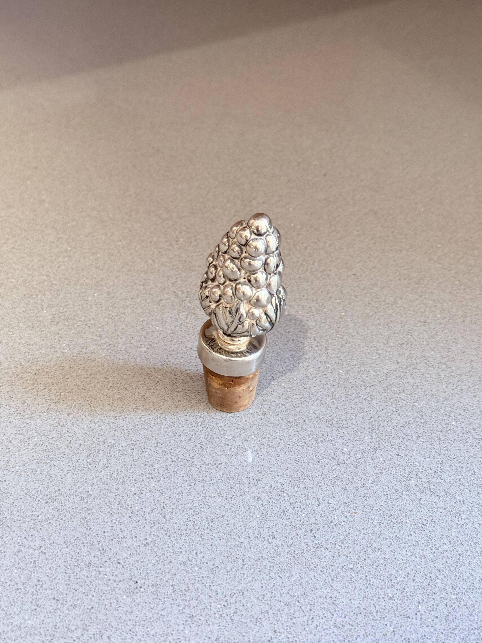 Vintage Sterling Silver Pinecone Wine Bottle Stopper Luxury Barware Accent Home