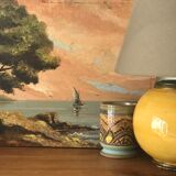 Ancient ceramic and brass lamp foot