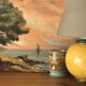 Pied de lampe ancienne en céramique et laiton