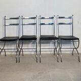 Set of 4 steel chairs with removable black seats