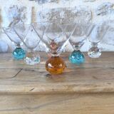 Set of 6 postmodern bubble glass cocktail glasses