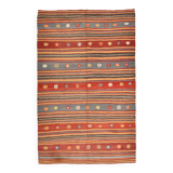 6x9 Red & Blue Striped Pattern Handmade Kilim Rug, 175x275Cm