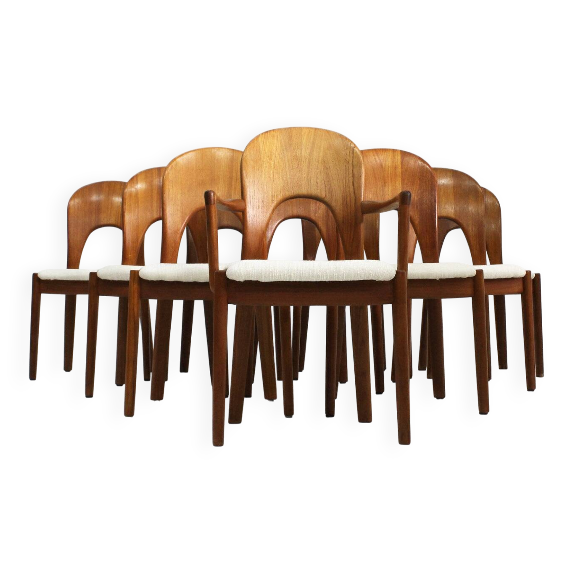 Vintage Danish dining chairs by Niels Koefoed solid teak, set of 10