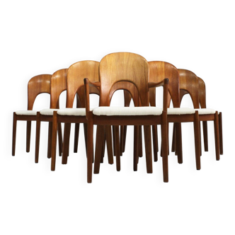 Vintage Danish dining chairs by Niels Koefoed solid teak, set of 10
