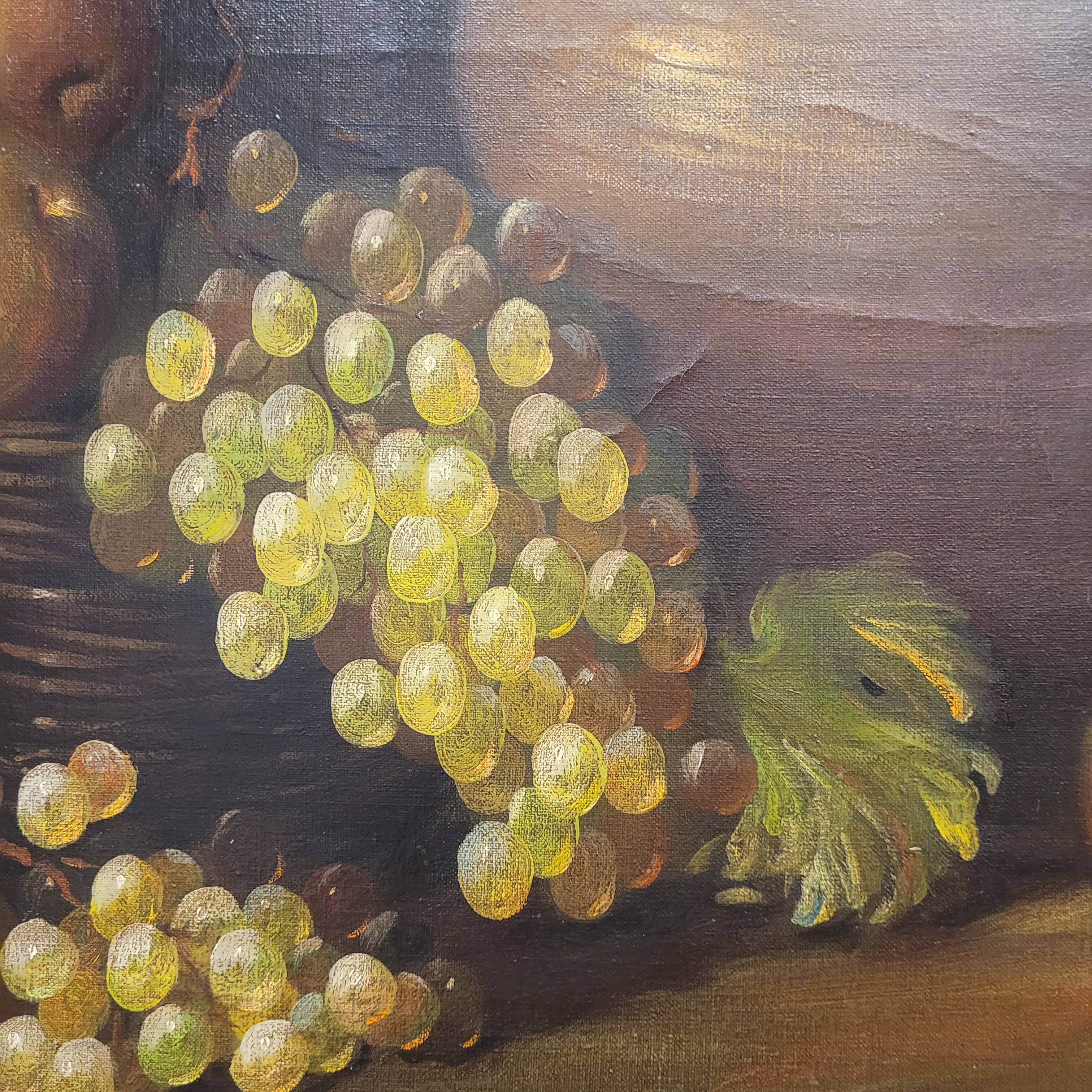 “Bodegón de frutas”, Escuela Sevillana, J. Hernández, s. XX - Spain