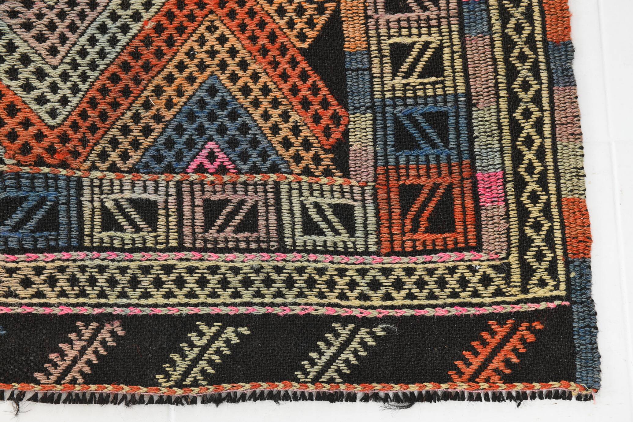 5x7 Pink & Blue Handmade Kilim Rug, 167x226Cm