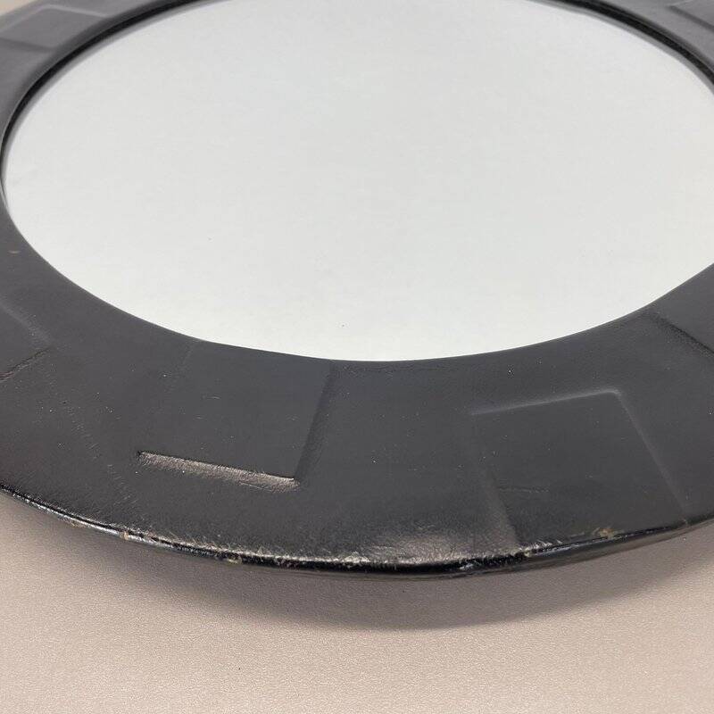 Miroir mural vintage en cuir à motifs, années 1950