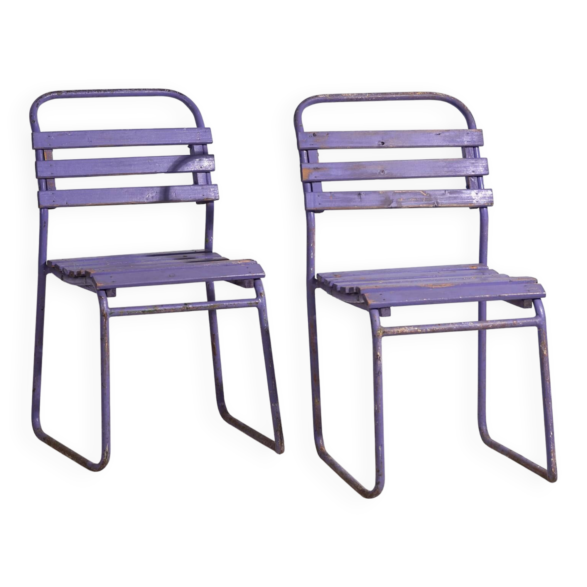 Antique purple patio chairs (c.1920). Set of 2 pieces