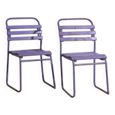 Anciennes chaises de patio violettes (c.1920). Ensemble de 2 pièces