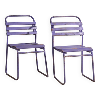 Antique purple patio chairs (c.1920). Set of 2 pieces