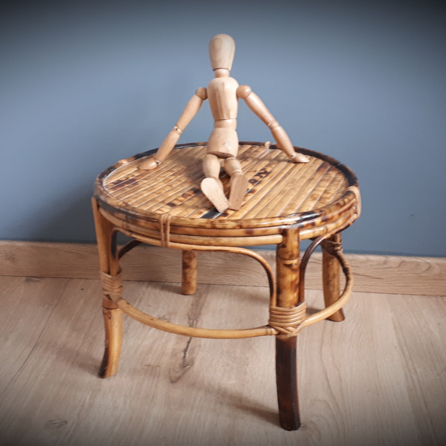 Bamboo stool under plant