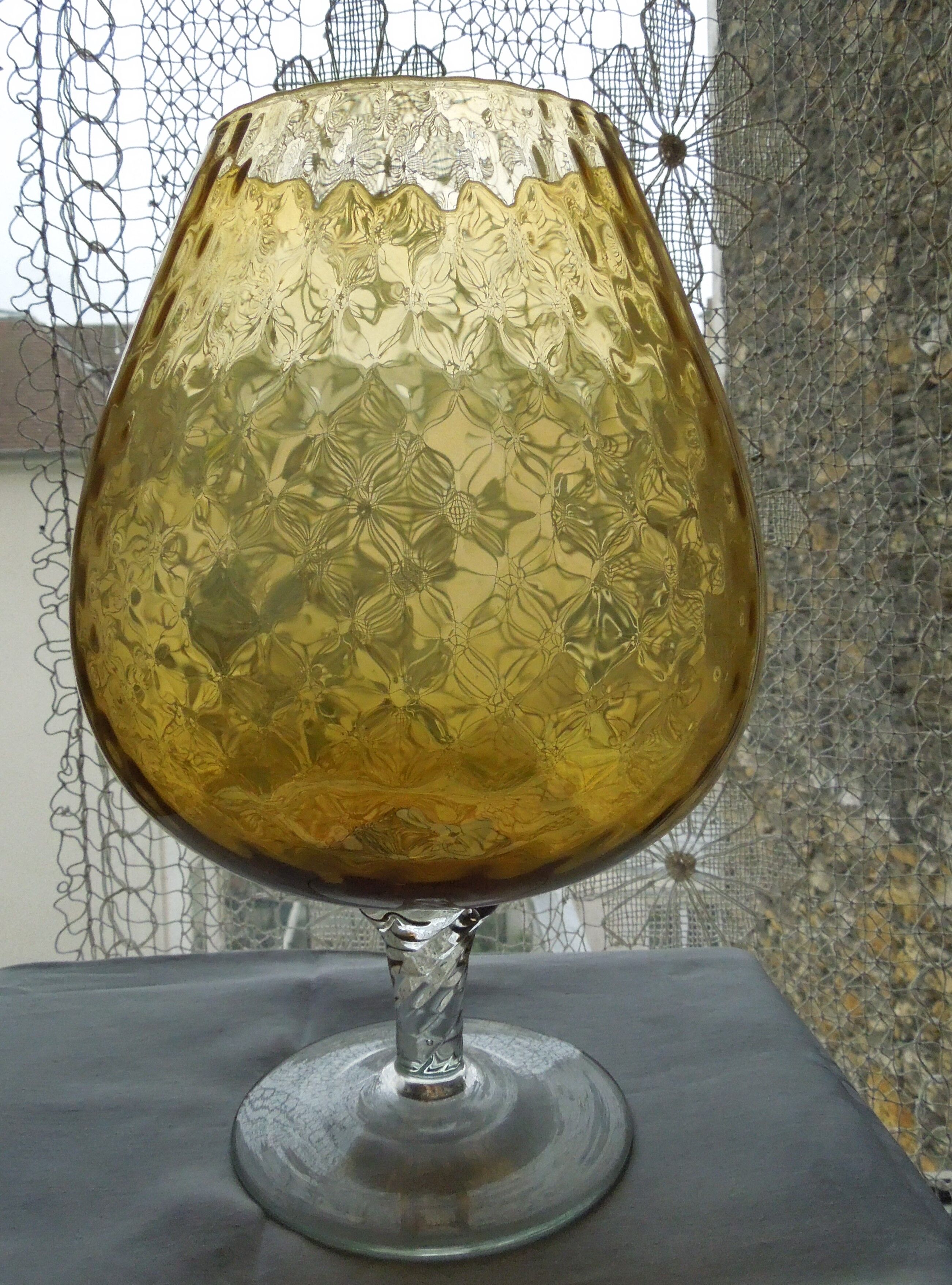 Glass ball foot vintage ochre
