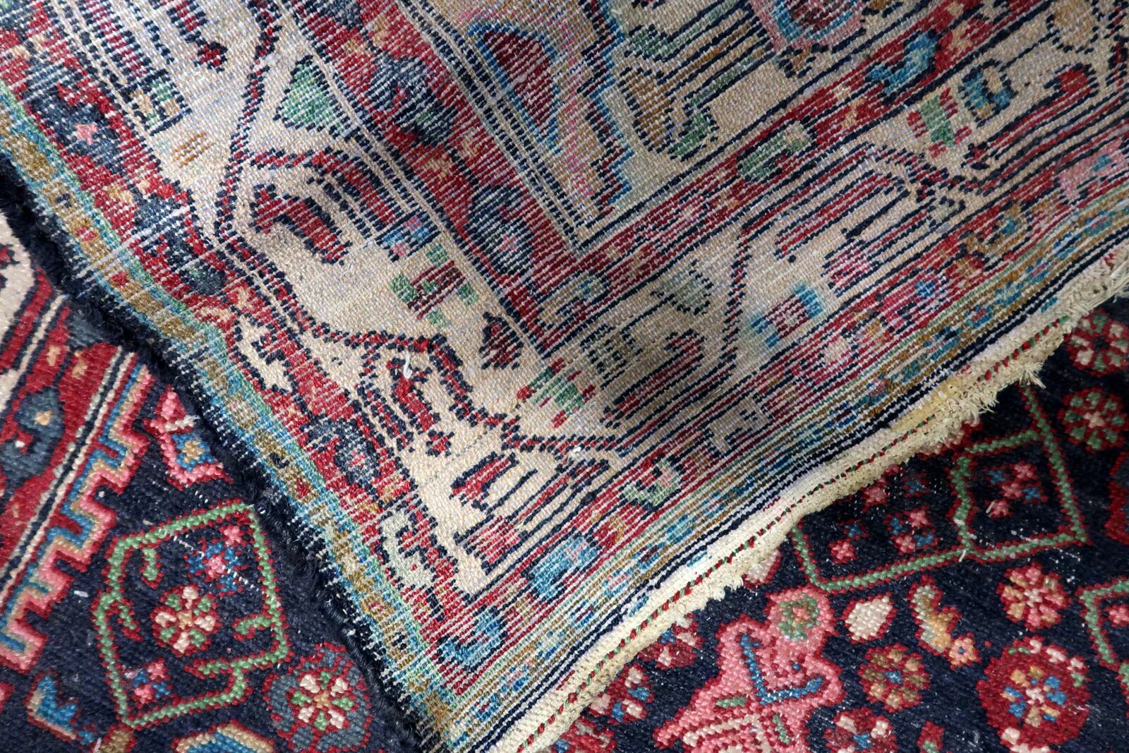 Antique Persian Hamadan handmade rug 3.8' x 6.7' 1920s - 1C1215