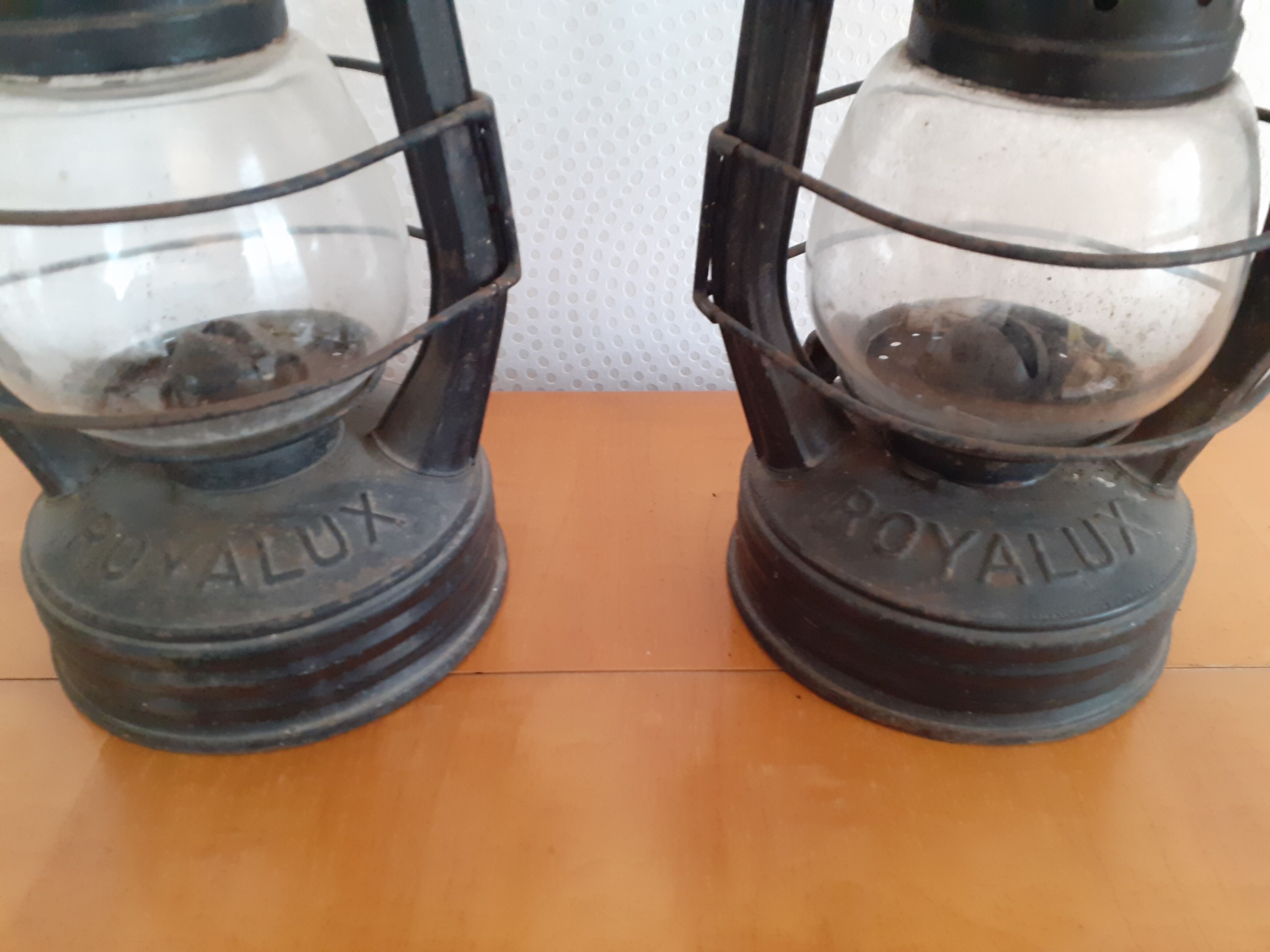 Duo of royalux old storm lamps