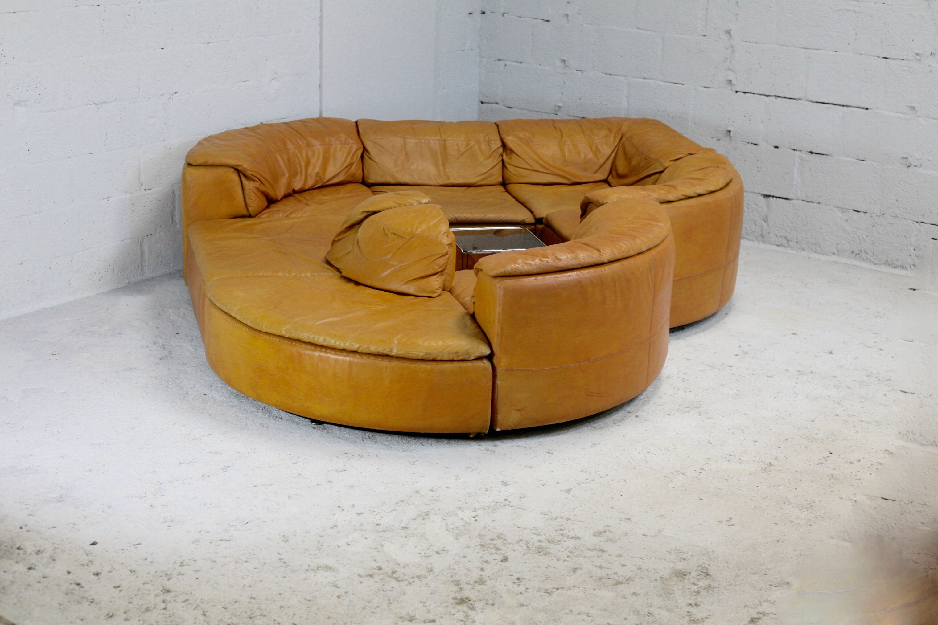 Leather modular sofa, 7 elements, 70s