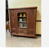 Antique Art Nouveau walnut bookcase
