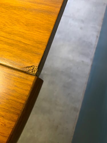 Vintage round table with extension cords