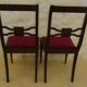 2 stylish solid wood chairs with red velvet fabric seats