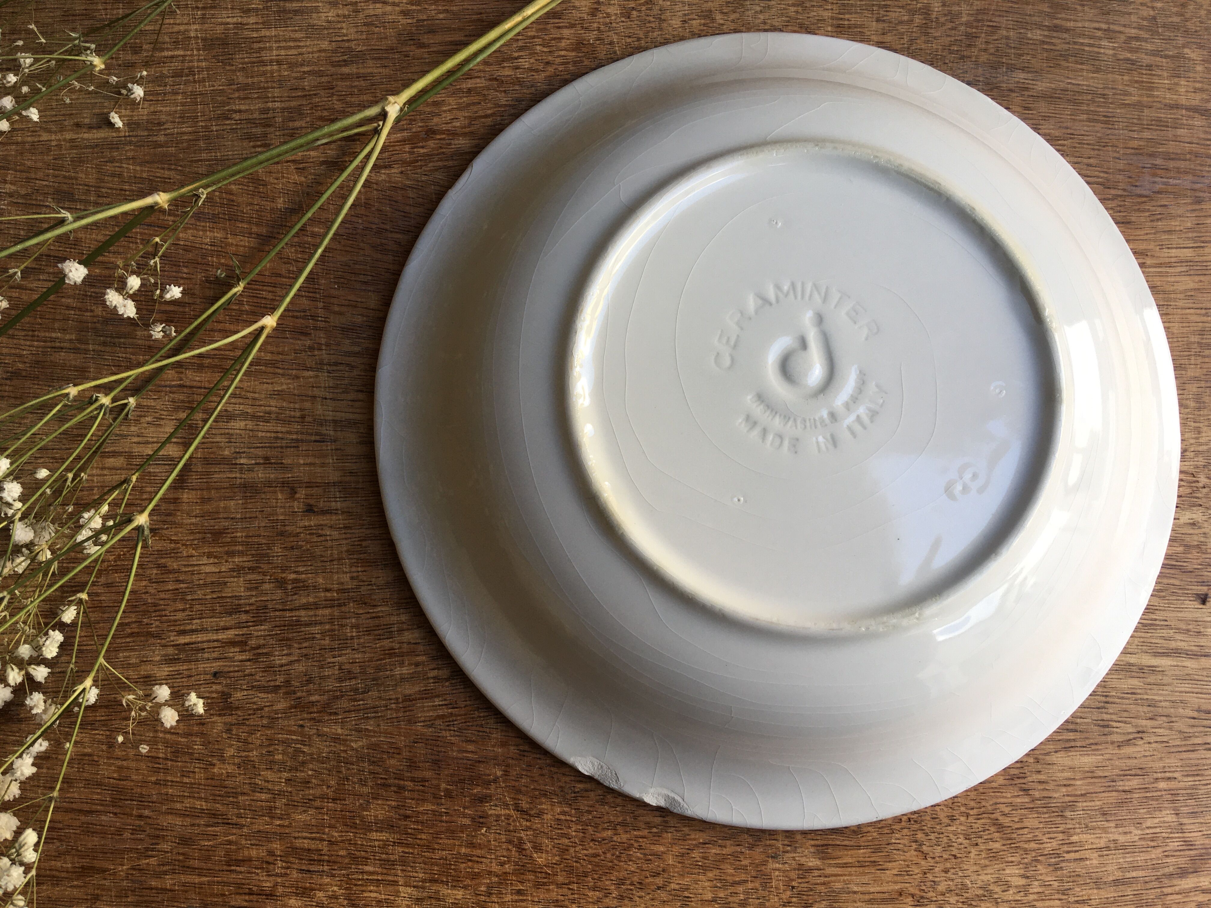 Lot of 3 hollow plates speckled blue Ceraminter