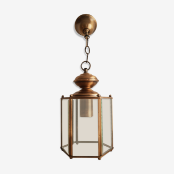 Brass and glass lantern pendant/chandelier - vintage