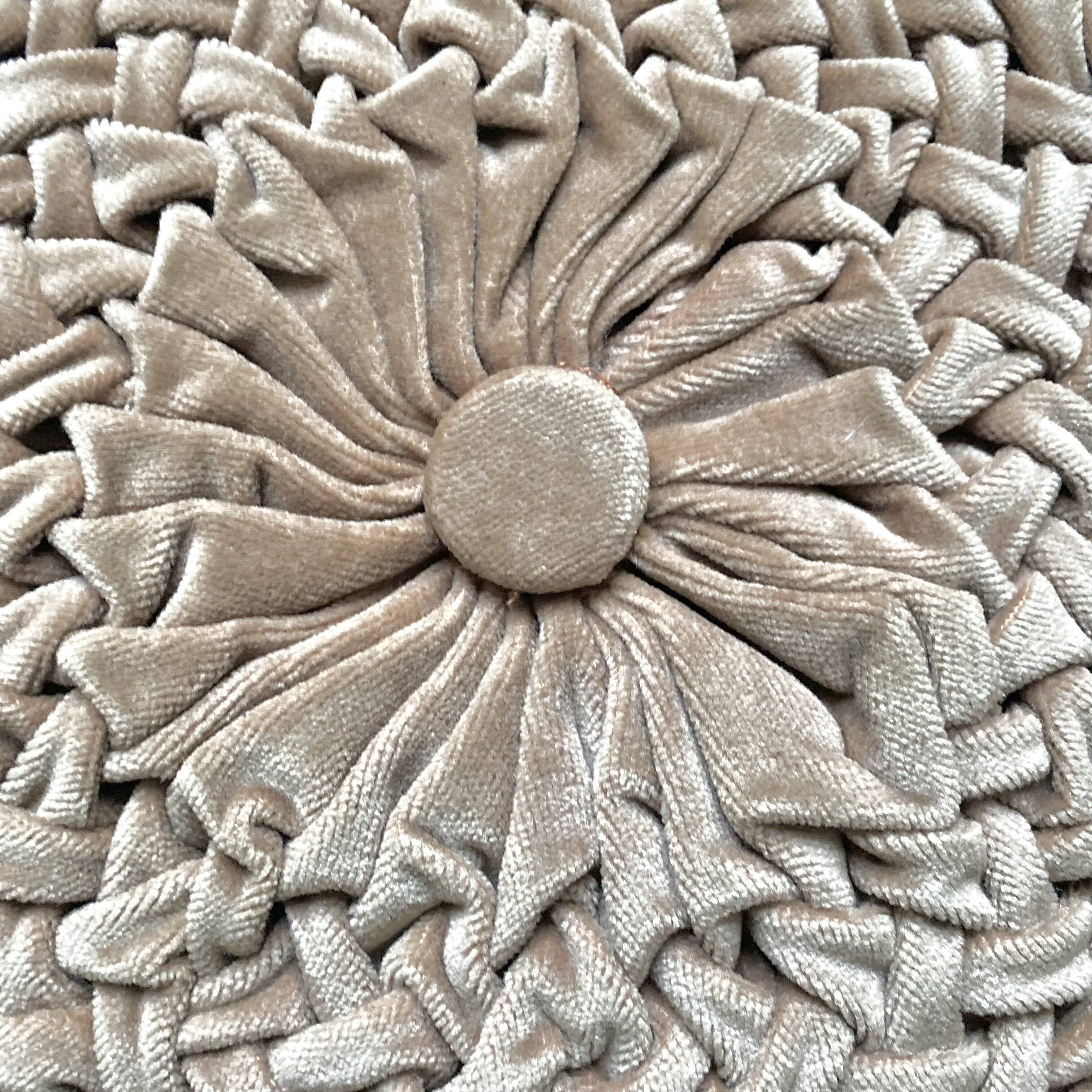 Vintage pleated velvet cushion