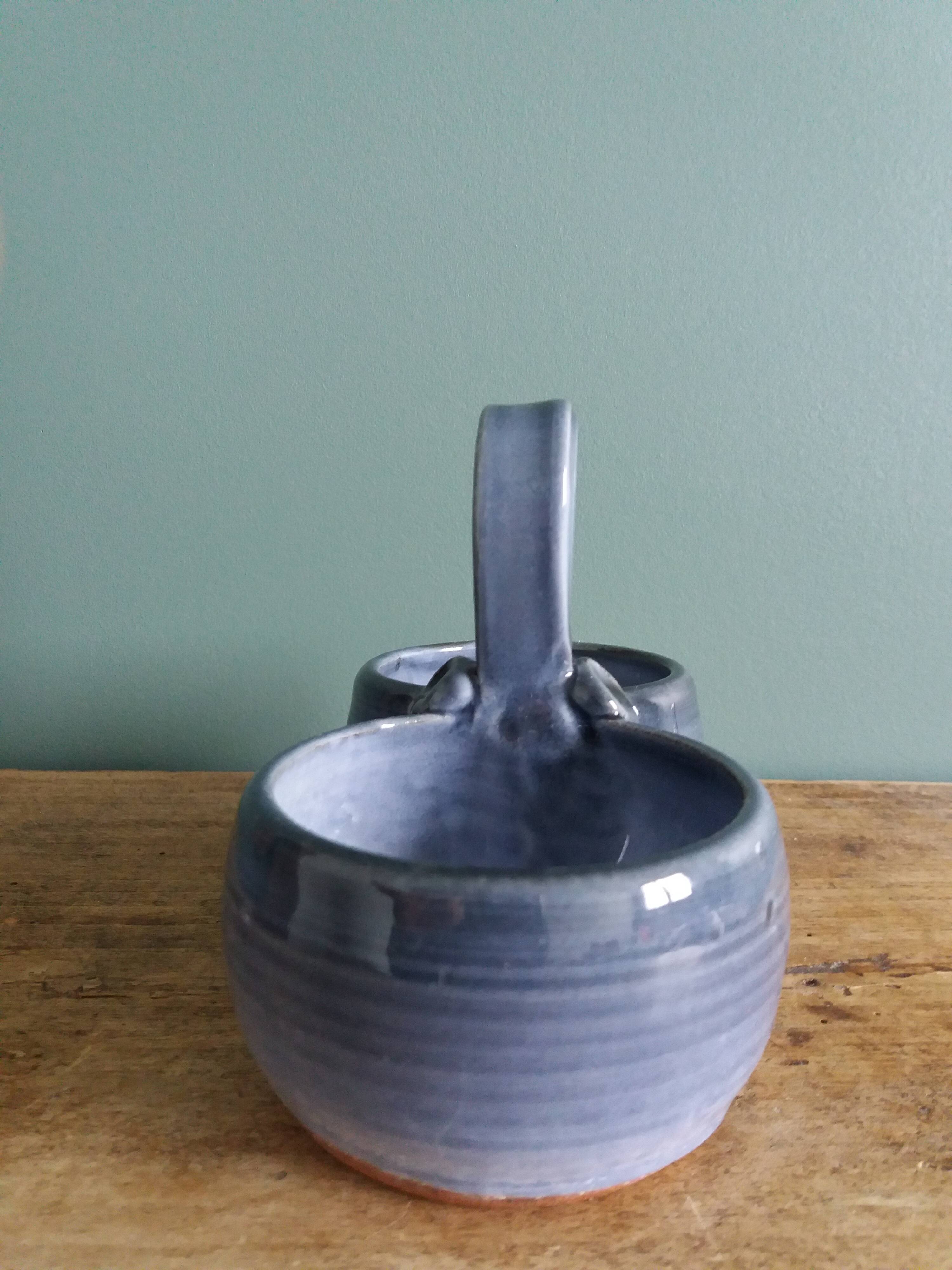 Glazed terracotta double salt dish