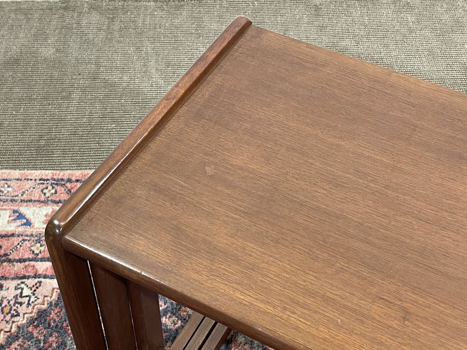 Set of 3 English teak nesting tables from the 1970s